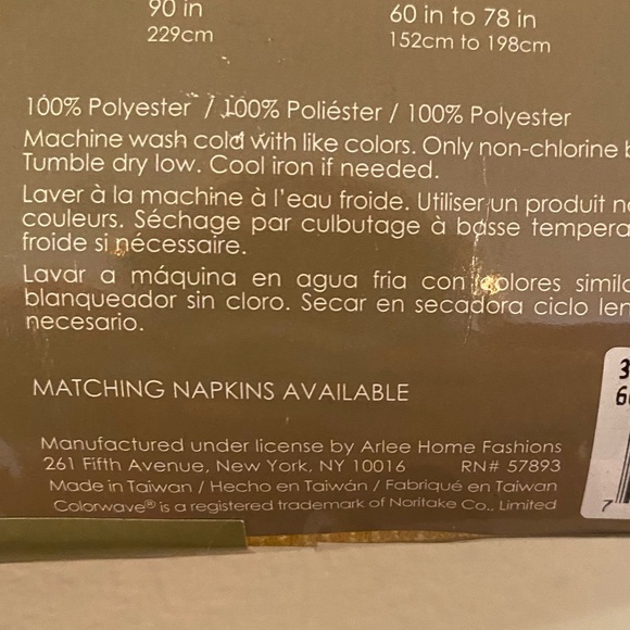 Color Ware Collection Noritake Spill Proof Tablecloth.Seats 6-8.Oblong.60-84.NWT - Picture 5 of 5